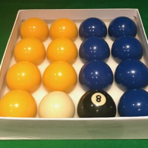 Camelot 2 Inch Blues & Yellows Pool Balls with a Plain White Ball