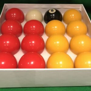 Camelot 2 Inch Reds & Yellows Pool Balls with a Plain White Ball